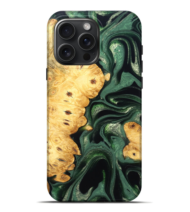 iPhone 16 Pro Max Wood Live Edge Phone Case - Sid (Green, 824986)