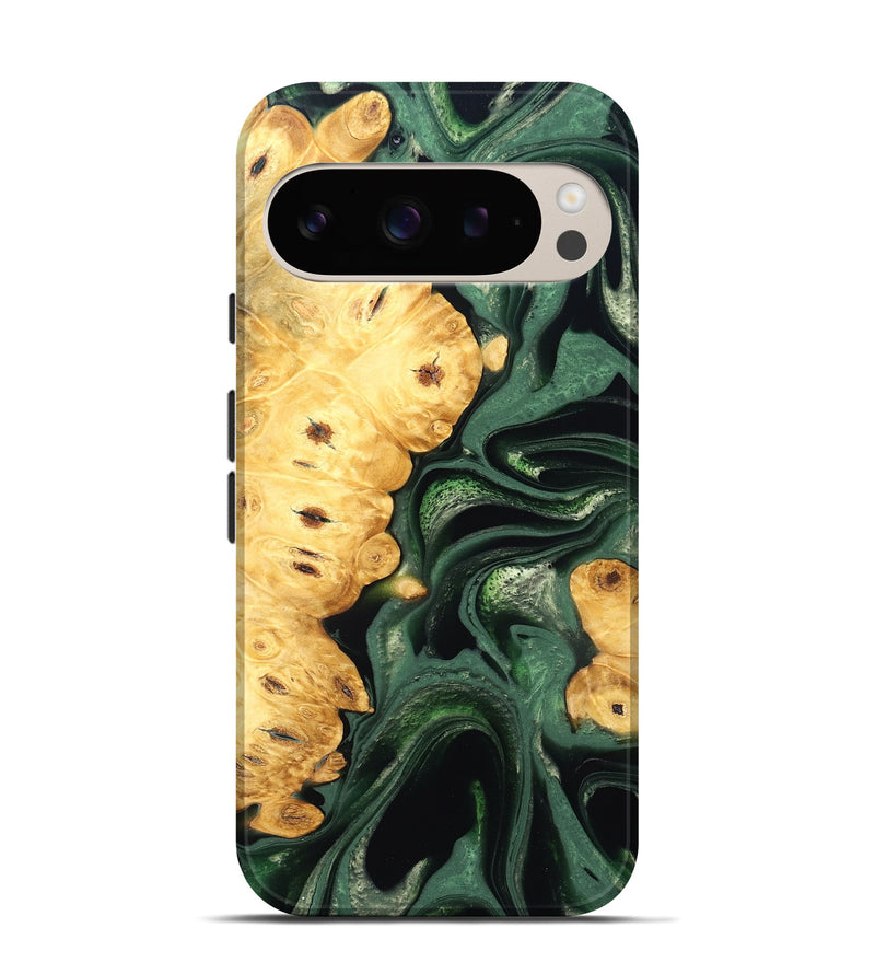 Pixel 9 Pro Wood Live Edge Phone Case - Sid (Green, 824986)