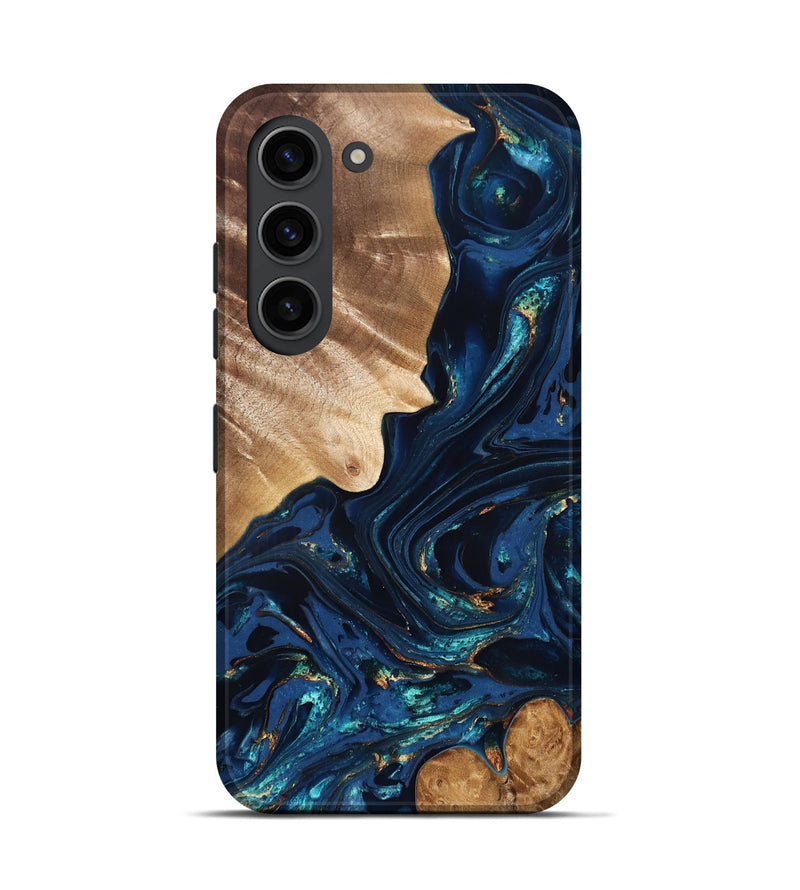 Galaxy S23 Wood Live Edge Phone Case - Larissa (Teal & Gold, 824989)
