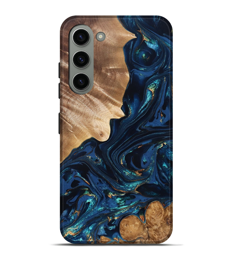 Galaxy S23 Plus Wood Live Edge Phone Case - Larissa (Teal & Gold, 824989)