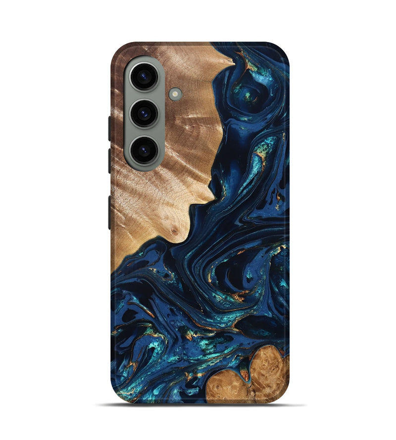 Galaxy S24 Wood Live Edge Phone Case - Larissa (Teal & Gold, 824989)