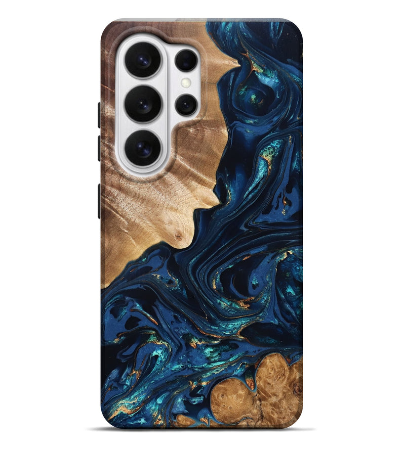 Galaxy S26 Ultra Wood Live Edge Phone Case - Larissa (Teal & Gold, 824989)