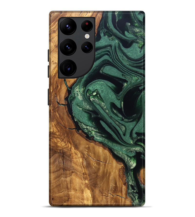 Galaxy S22 Ultra Wood Live Edge Phone Case - Avis (Ancient Olive, 824990)