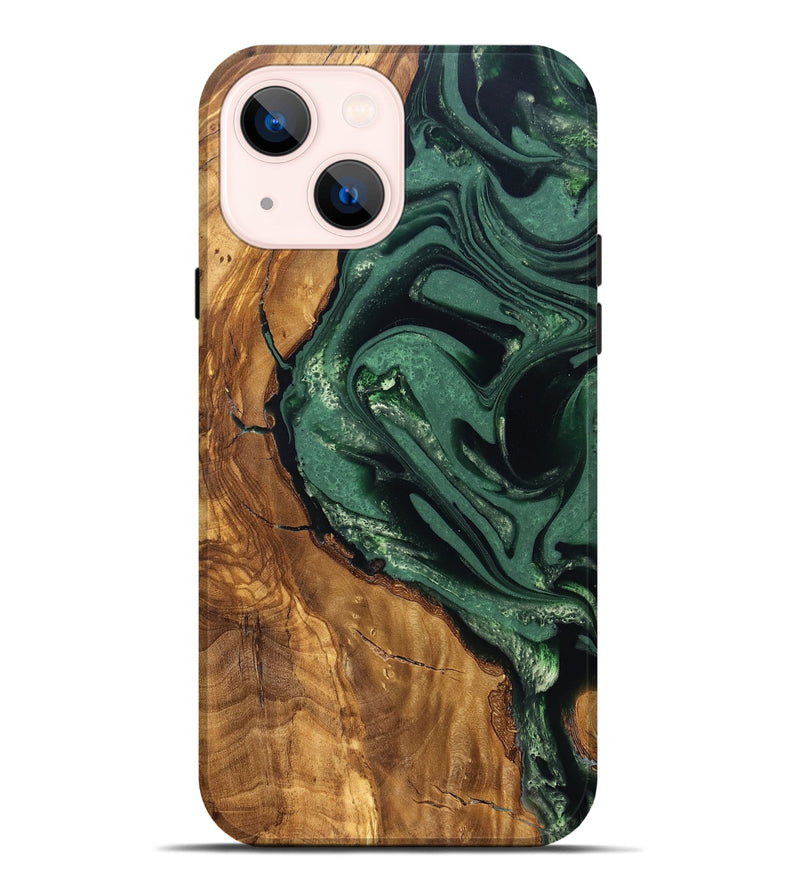 iPhone 14 Plus Wood Live Edge Phone Case - Avis (Ancient Olive, 824990)