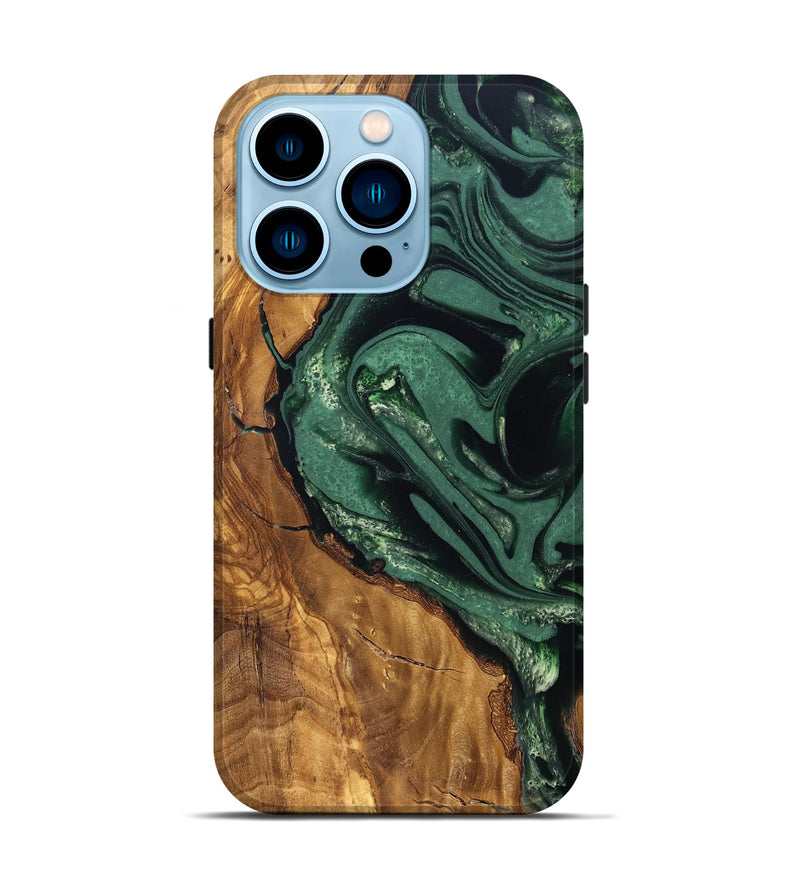 iPhone 14 Pro Wood Live Edge Phone Case - Avis (Ancient Olive, 824990)
