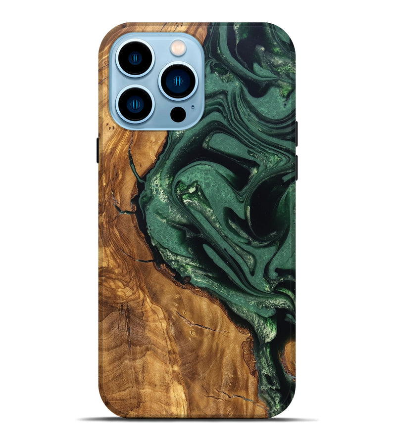 iPhone 14 Pro Max Wood Live Edge Phone Case - Avis (Ancient Olive, 824990)