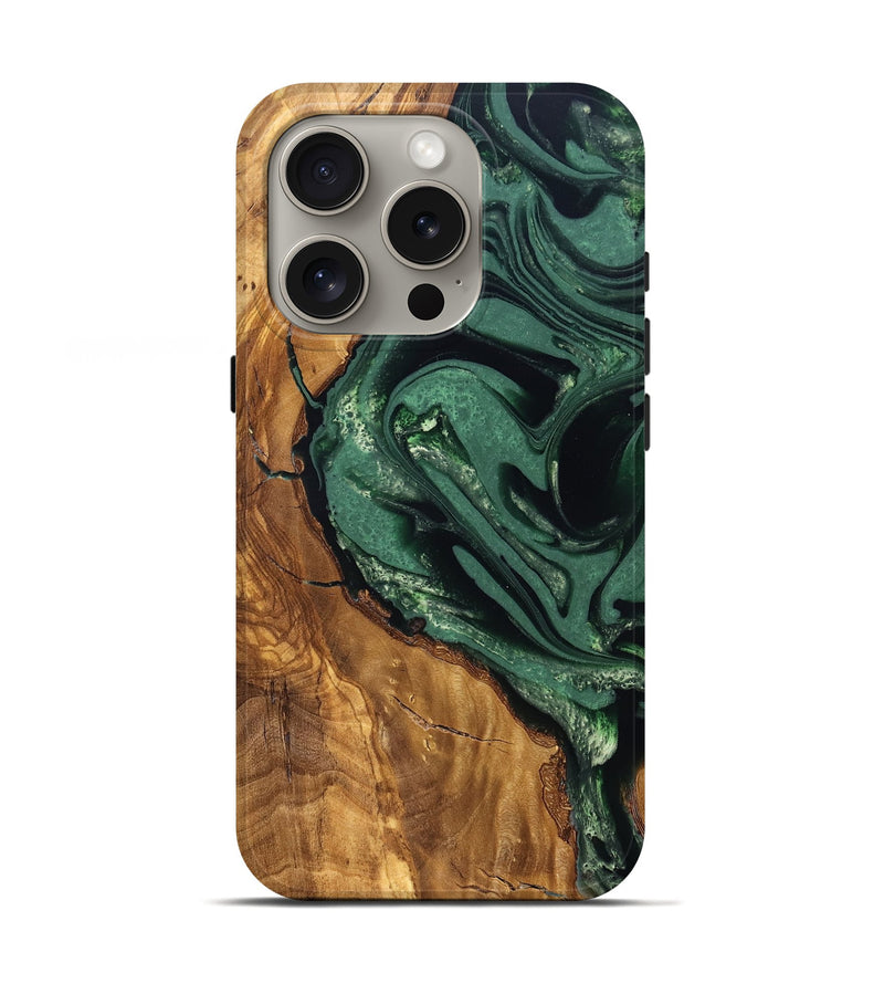 iPhone 16 Pro Wood Live Edge Phone Case - Avis (Ancient Olive, 824990)