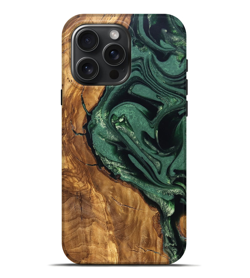 iPhone 16 Pro Max Wood Live Edge Phone Case - Avis (Ancient Olive, 824990)
