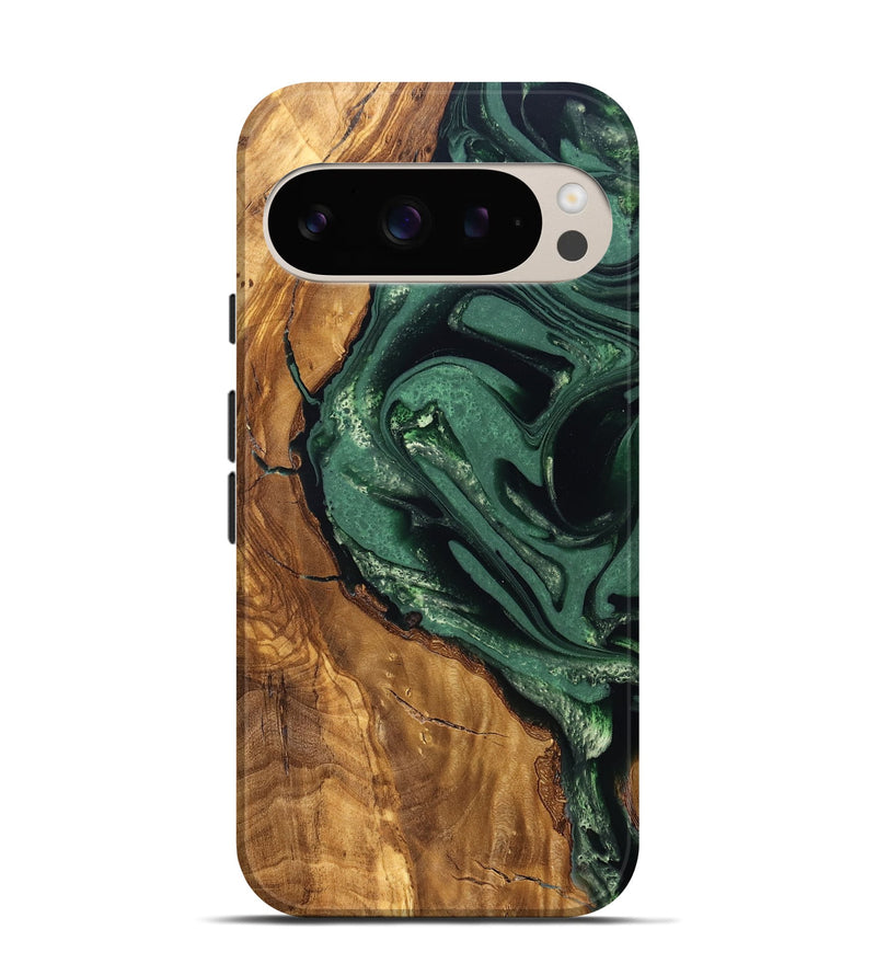 Pixel 9 Wood Live Edge Phone Case - Avis (Ancient Olive, 824990)