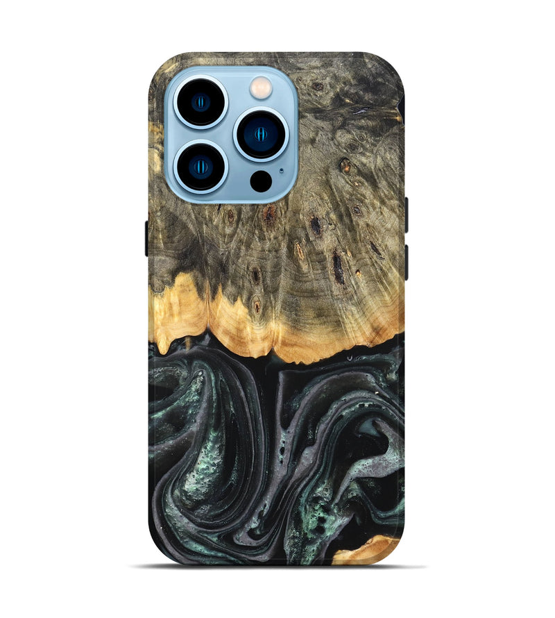 iPhone 14 Pro Wood Live Edge Phone Case - Cielo (Green, 824991)
