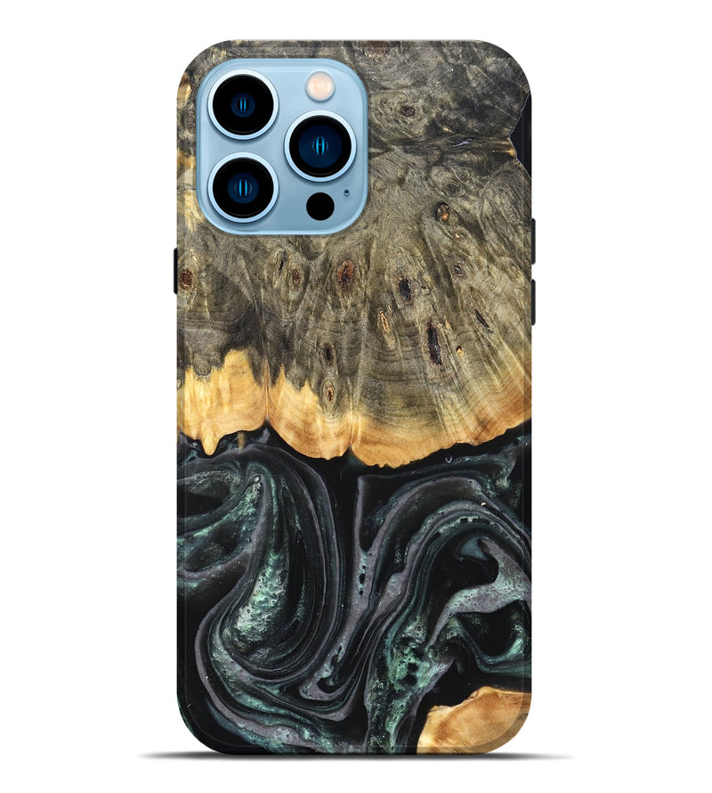 iPhone 14 Pro Max Wood Live Edge Phone Case - Cielo (Green, 824991)