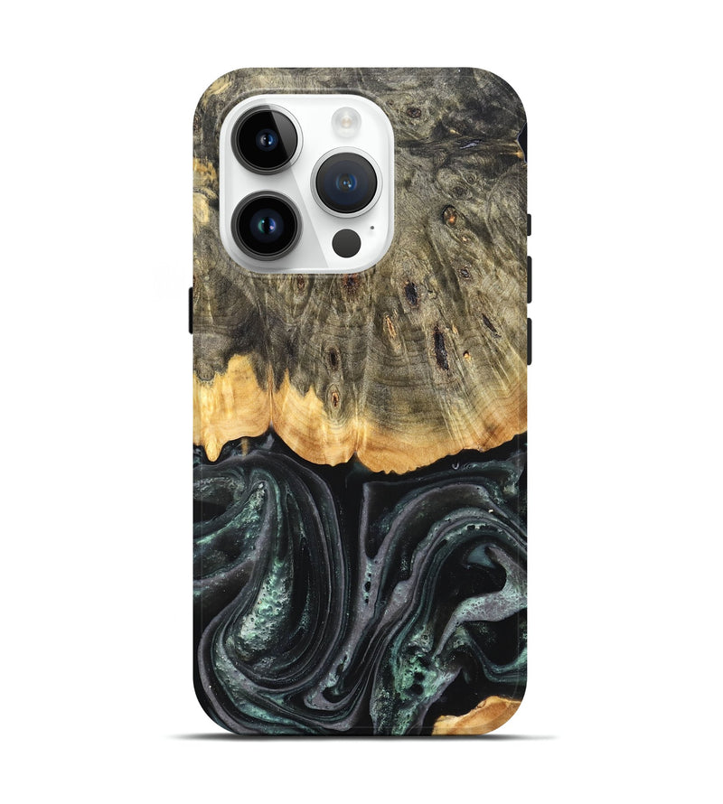 iPhone 15 Pro Wood Live Edge Phone Case - Cielo (Green, 824991)