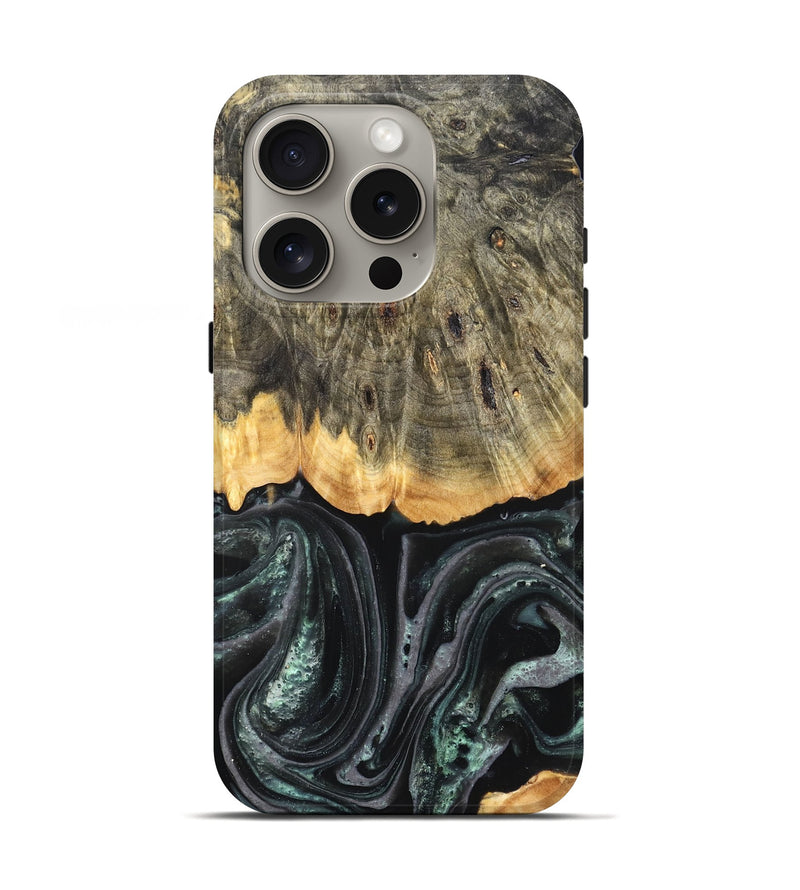 iPhone 16 Pro Wood Live Edge Phone Case - Cielo (Green, 824991)