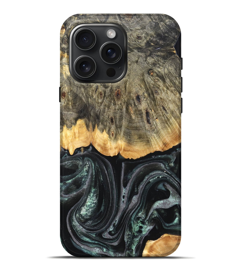iPhone 16 Pro Max Wood Live Edge Phone Case - Cielo (Green, 824991)
