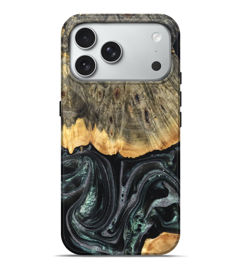 iPhone 18 Pro Max Wood Live Edge Phone Case - Cielo (Green, 824991)