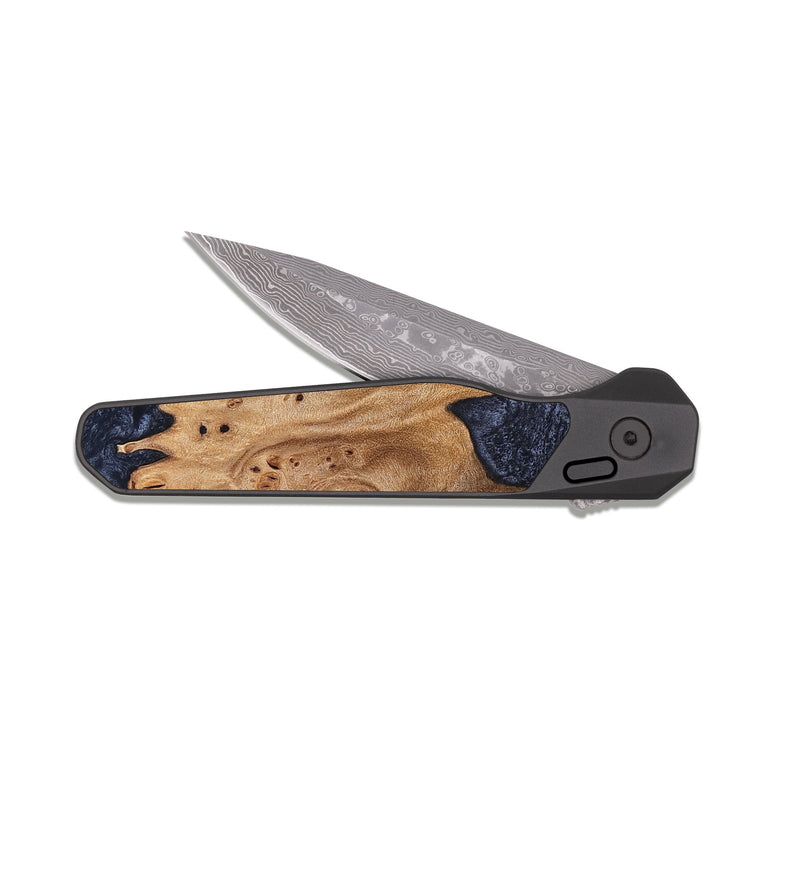 EDC Dark Damascus Wood Pocket Knife - Kaleb (Wood Burl, 824998)
