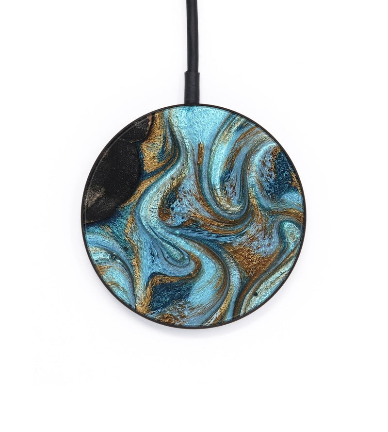 Circle Wood Wireless Charger - Saylor (Teal & Gold, 825001)