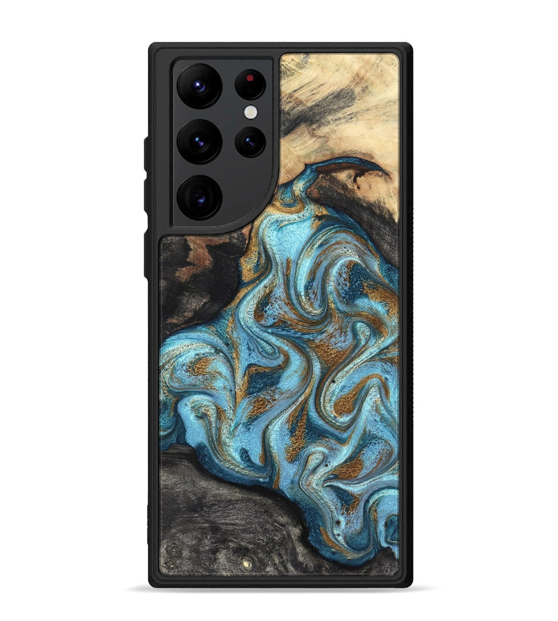 Galaxy S22 Ultra Wood Phone Case - Saylor (Teal & Gold, 825001)