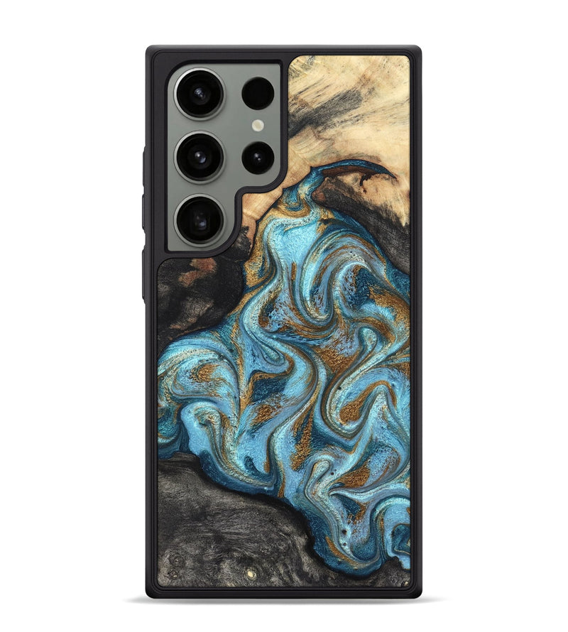 Galaxy S24 Ultra Wood Phone Case - Saylor (Teal & Gold, 825001)