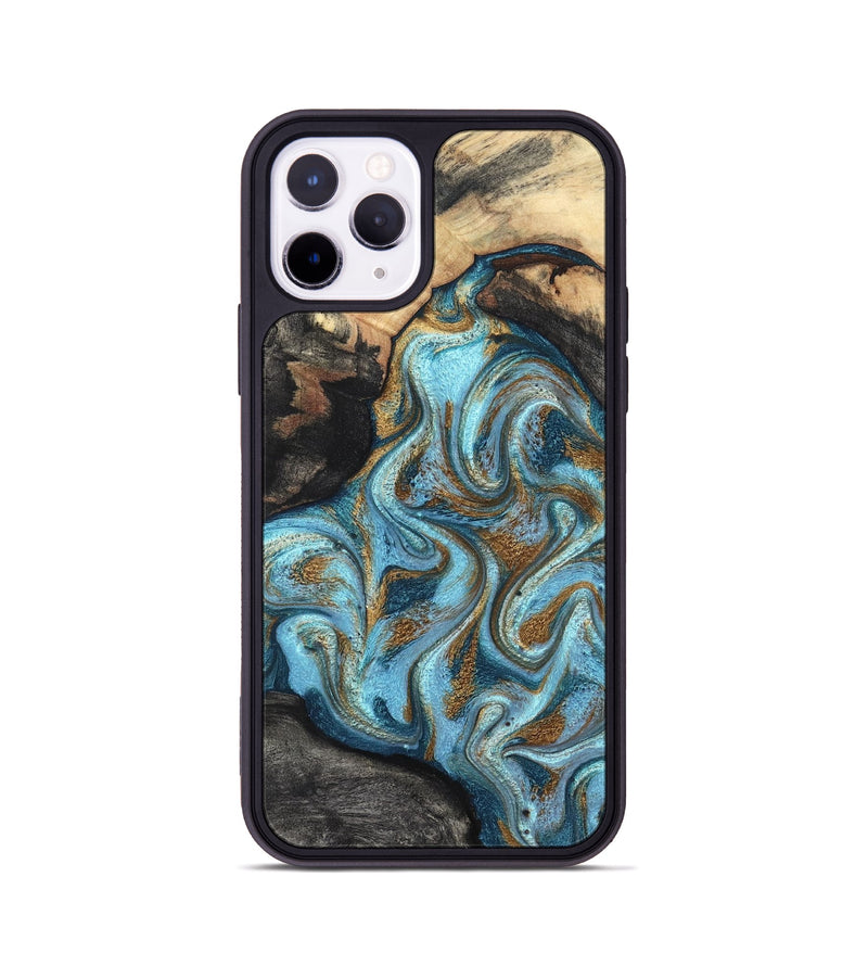 iPhone 11 Pro Wood Phone Case - Saylor (Teal & Gold, 825001)