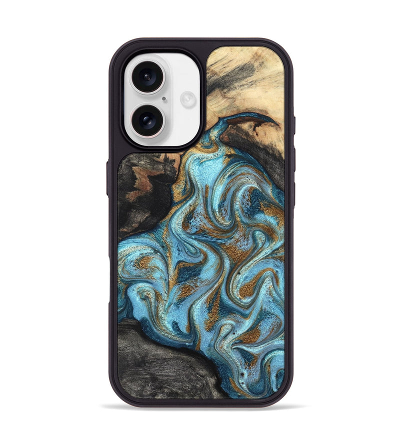 iPhone 17 Wood Phone Case - Saylor (Teal & Gold, 825001)