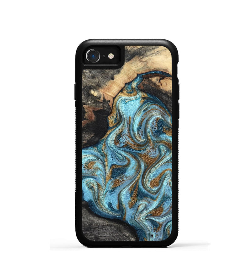 iPhone SE Wood Phone Case - Saylor (Teal & Gold, 825001)