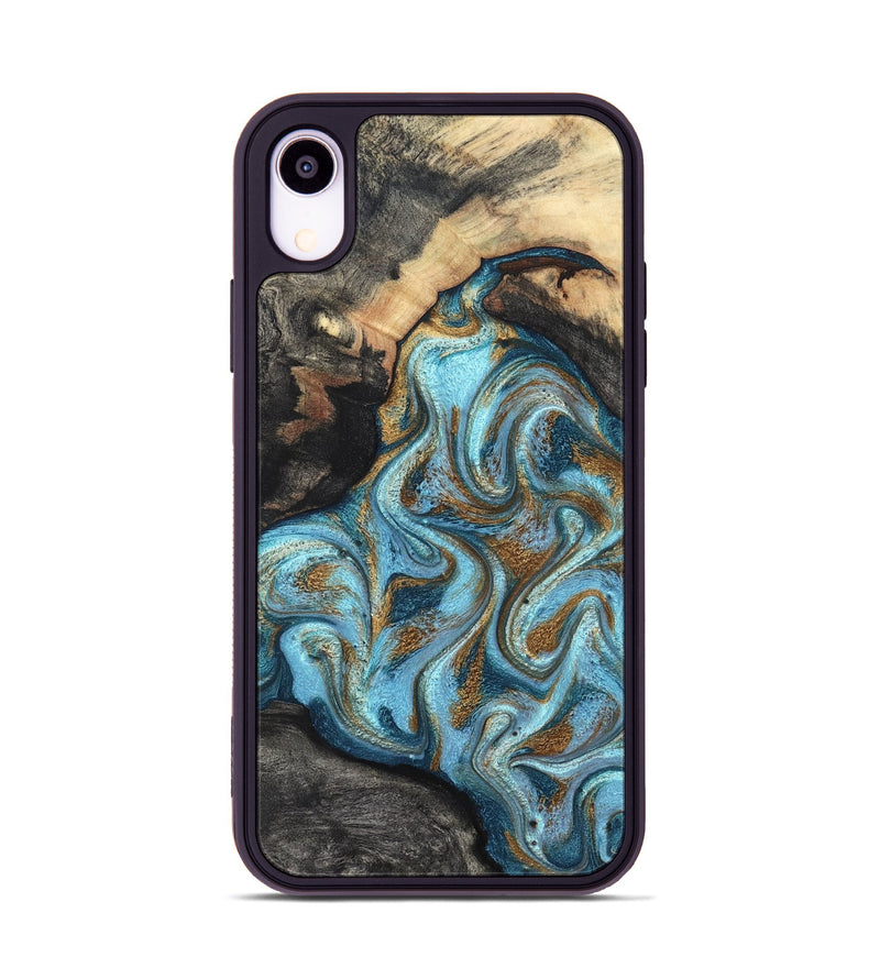 iPhone Xr Wood Phone Case - Saylor (Teal & Gold, 825001)