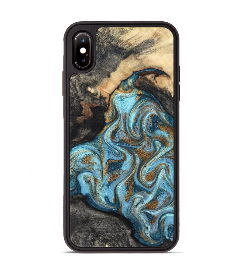 iPhone Xs Max Wood Phone Case - Saylor (Teal & Gold, 825001)