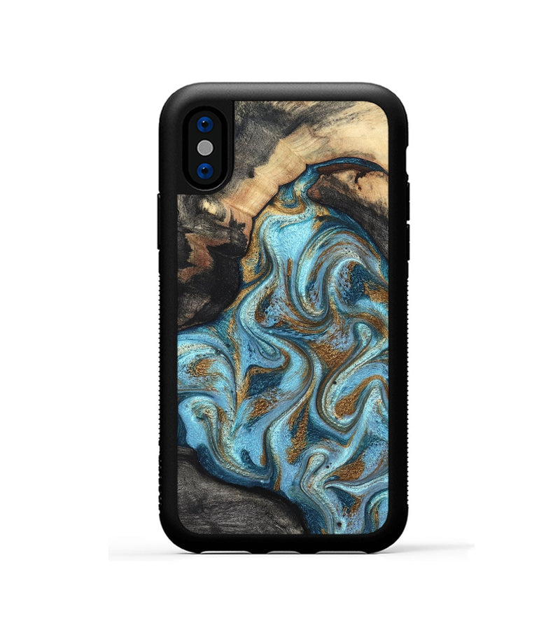 iPhone Xs Wood Phone Case - Saylor (Teal & Gold, 825001)