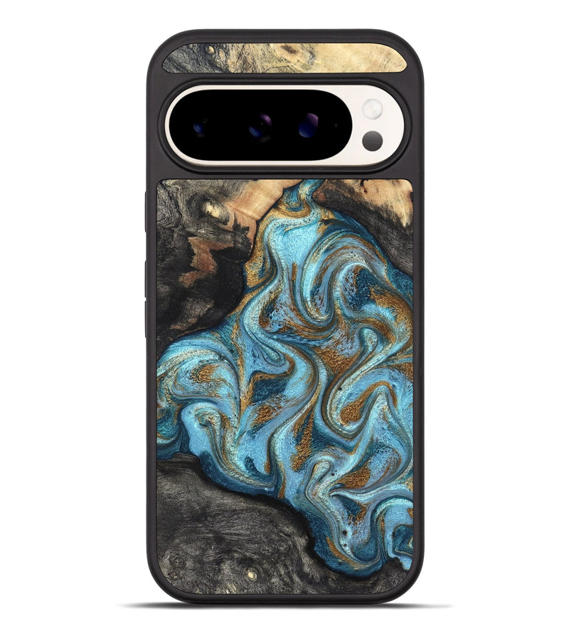Pixel 10 Pro XL Wood Phone Case - Saylor (Teal & Gold, 825001)