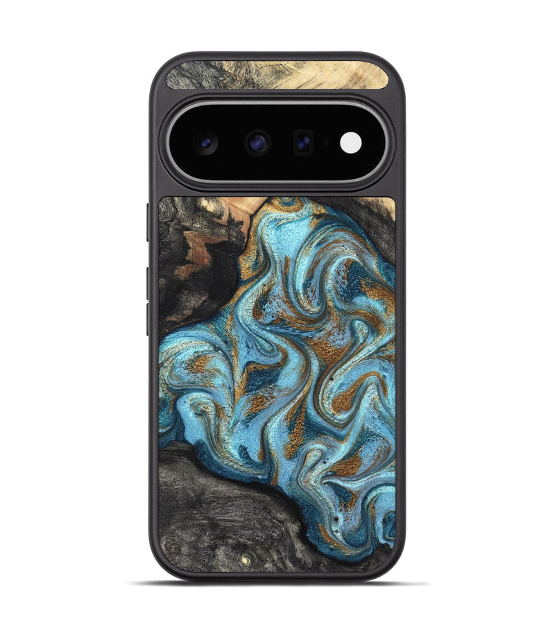 Pixel 11 Wood Phone Case - Saylor (Teal & Gold, 825001)