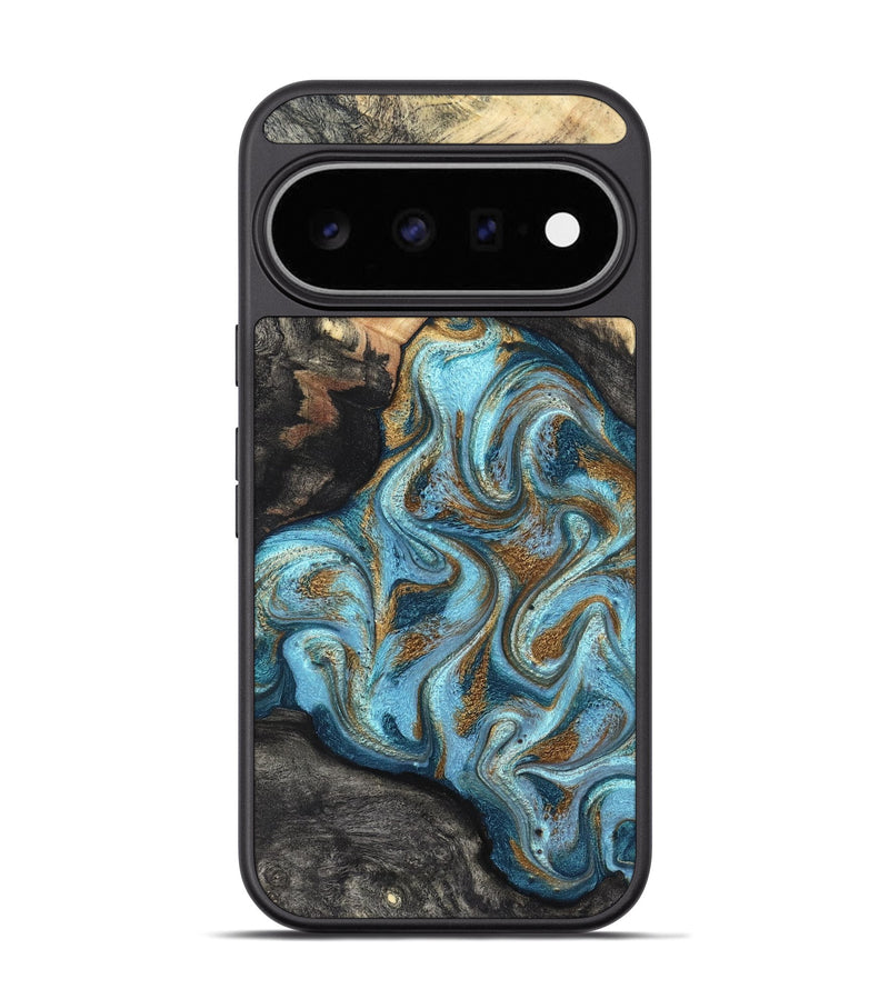 Pixel 11 Pro Wood Phone Case - Saylor (Teal & Gold, 825001)