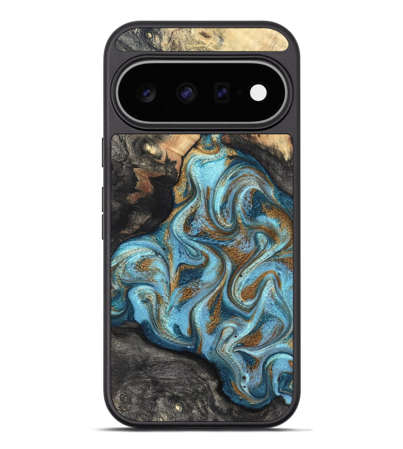 Pixel 11 Pro XL Wood Phone Case - Saylor (Teal & Gold, 825001)