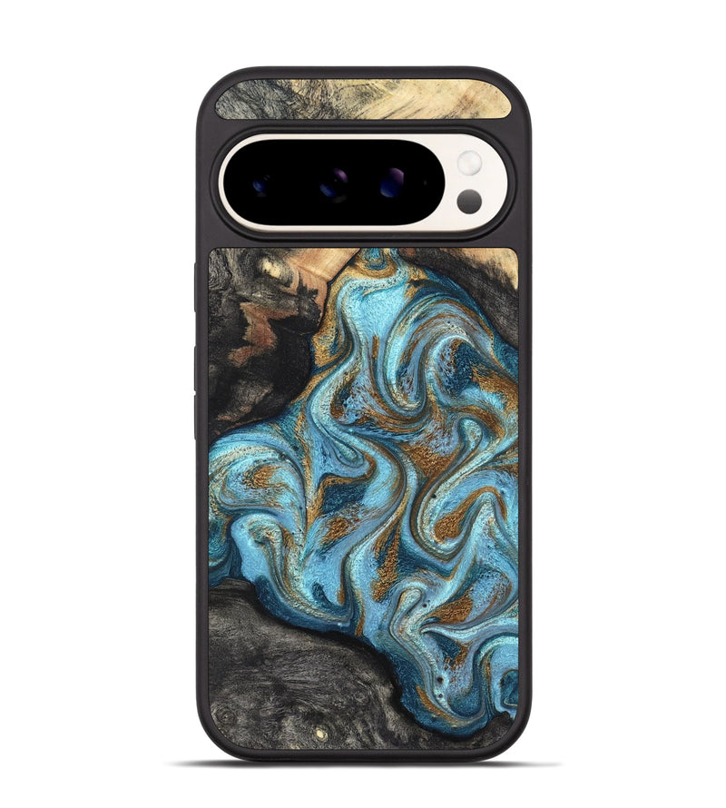 Pixel 9 Wood Phone Case - Saylor (Teal & Gold, 825001)