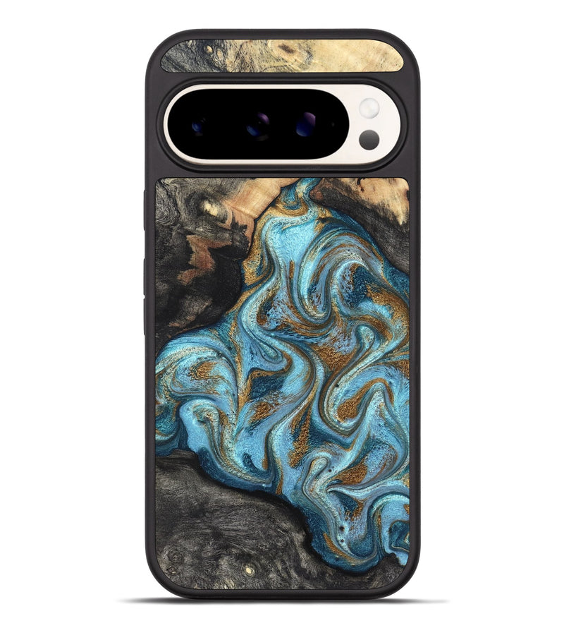 Pixel 9 Pro XL Wood Phone Case - Saylor (Teal & Gold, 825001)