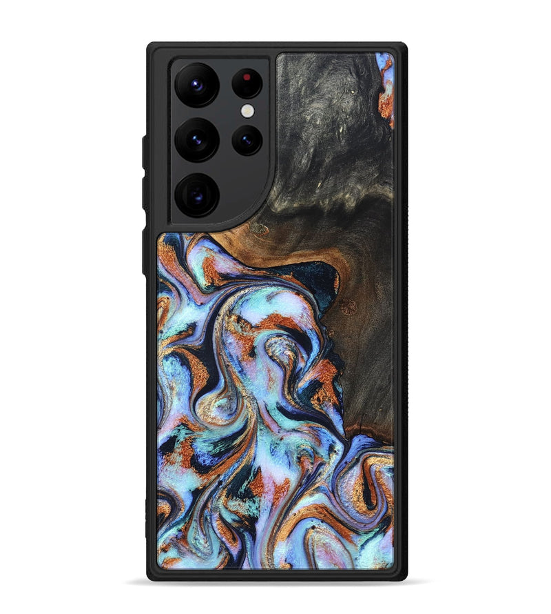 Galaxy S22 Ultra Wood Phone Case - Angel (Teal & Gold, 825002)
