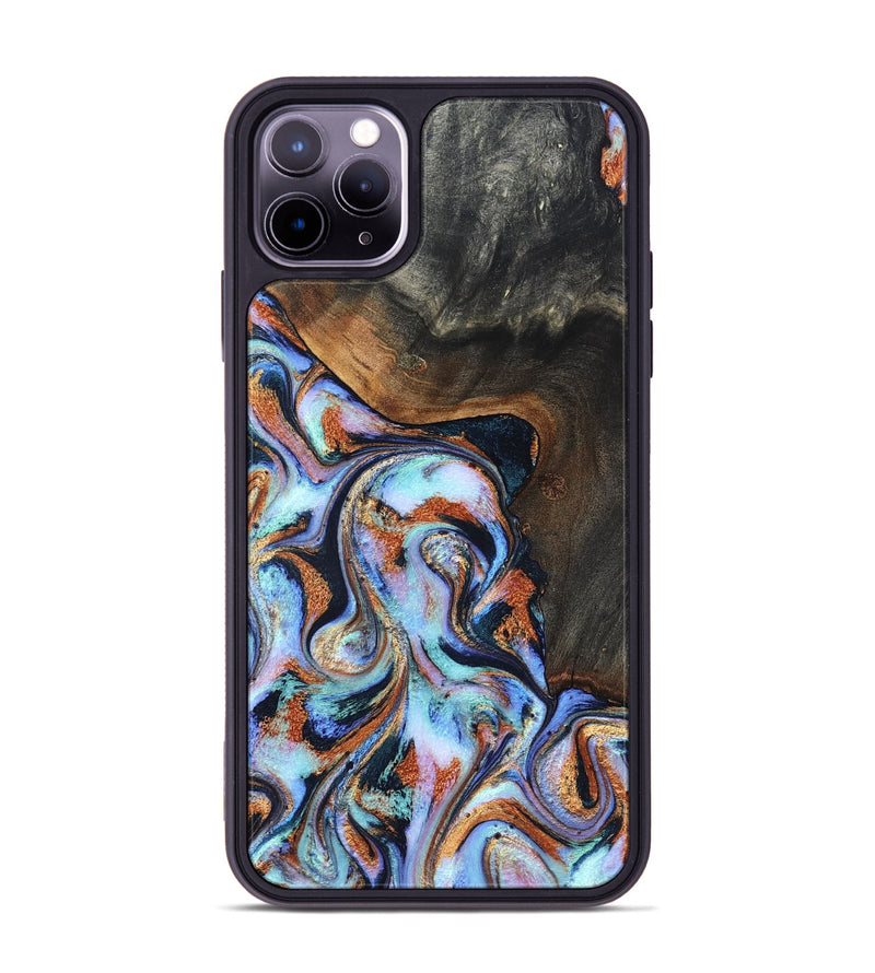 iPhone 11 Pro Max Wood Phone Case - Angel (Teal & Gold, 825002)