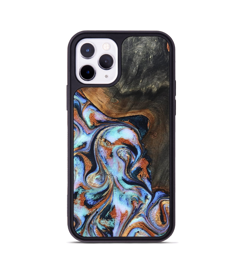 iPhone 11 Pro Wood Phone Case - Angel (Teal & Gold, 825002)