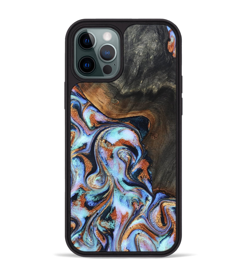 iPhone 12 Pro Max Wood Phone Case - Angel (Teal & Gold, 825002)