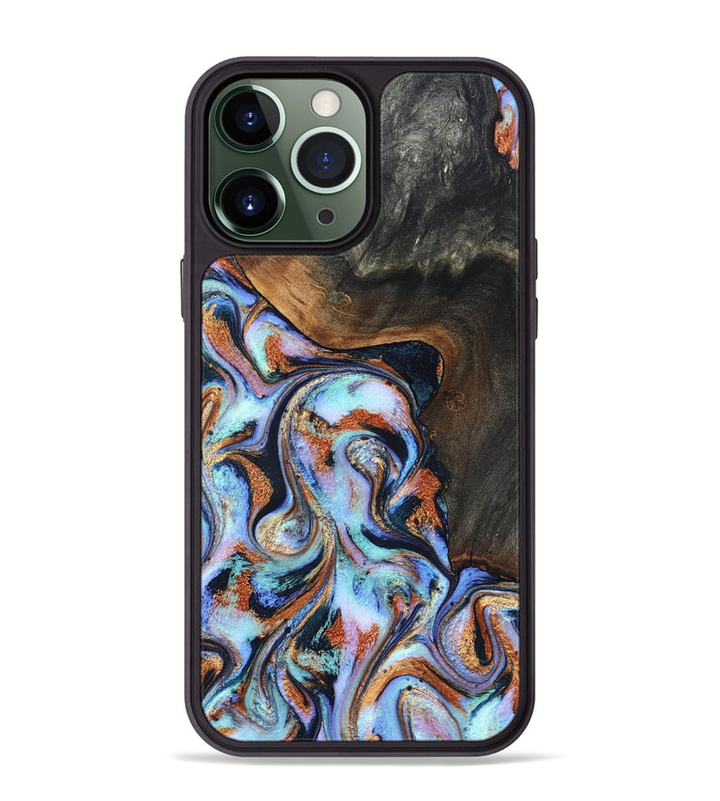 iPhone 13 Pro Max Wood Phone Case - Angel (Teal & Gold, 825002)