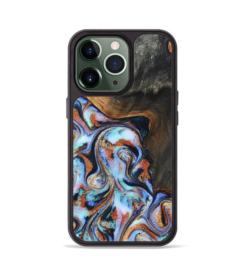 iPhone 13 Pro Wood Phone Case - Angel (Teal & Gold, 825002)
