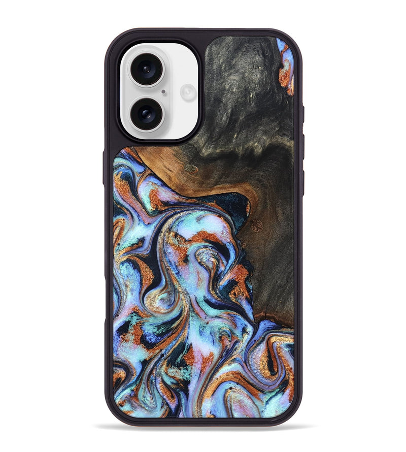 iPhone 16 Plus Wood Phone Case - Angel (Teal & Gold, 825002)