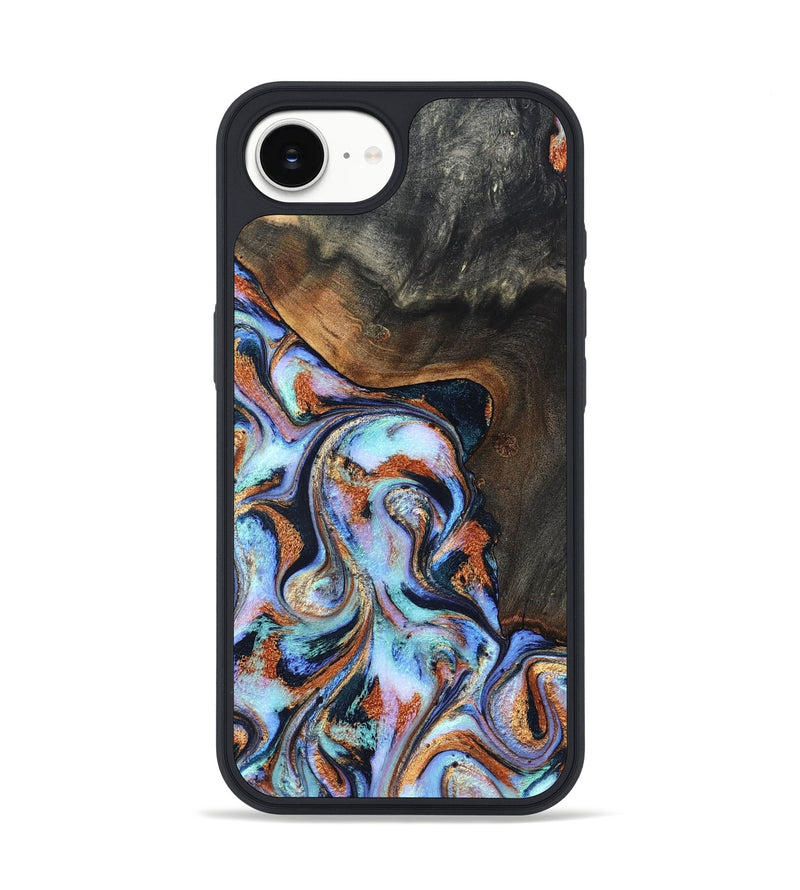iPhone 16e Wood Phone Case - Angel (Teal & Gold, 825002)