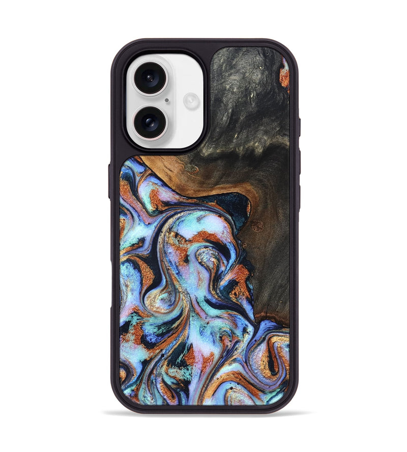iPhone 17 Wood Phone Case - Angel (Teal & Gold, 825002)