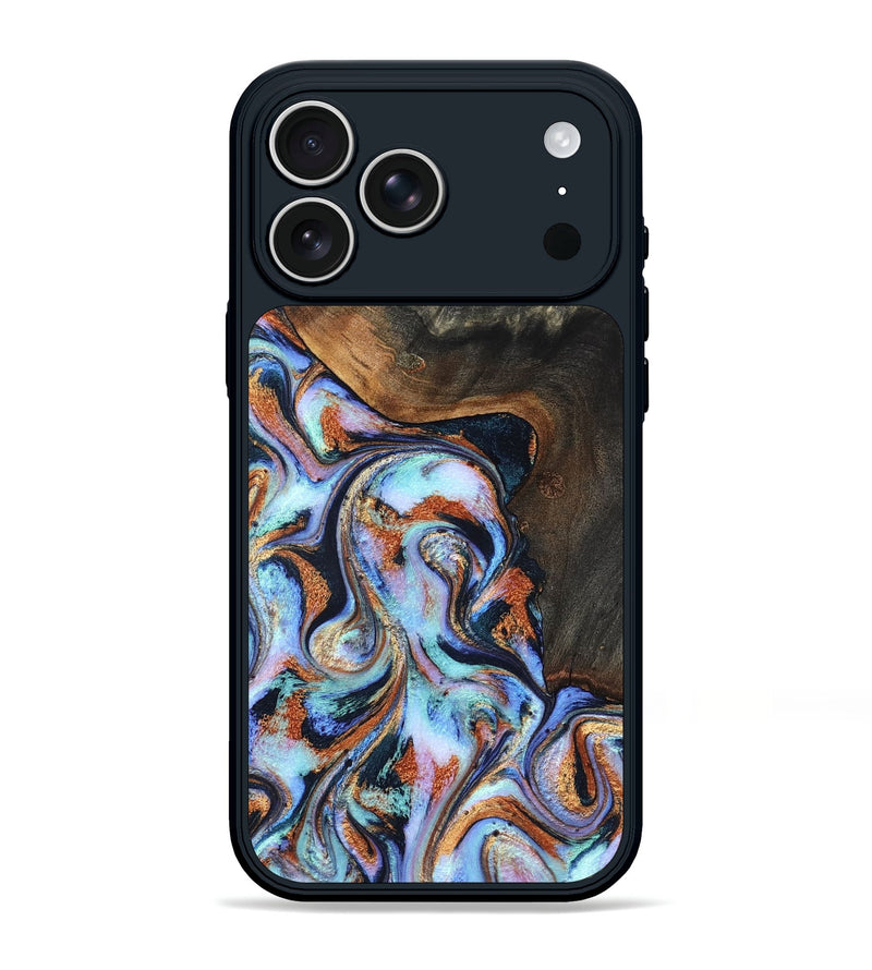 iPhone 17 Pro Max Wood Phone Case - Angel (Teal & Gold, 825002)