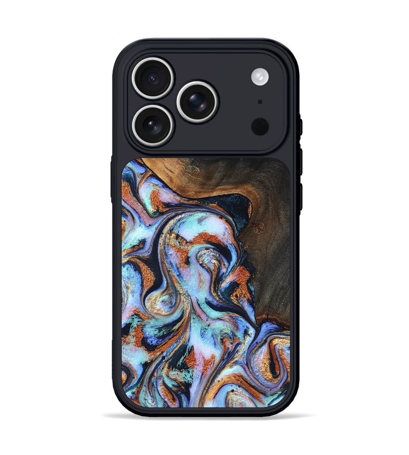 iPhone 17 Pro Wood Phone Case - Angel (Teal & Gold, 825002)