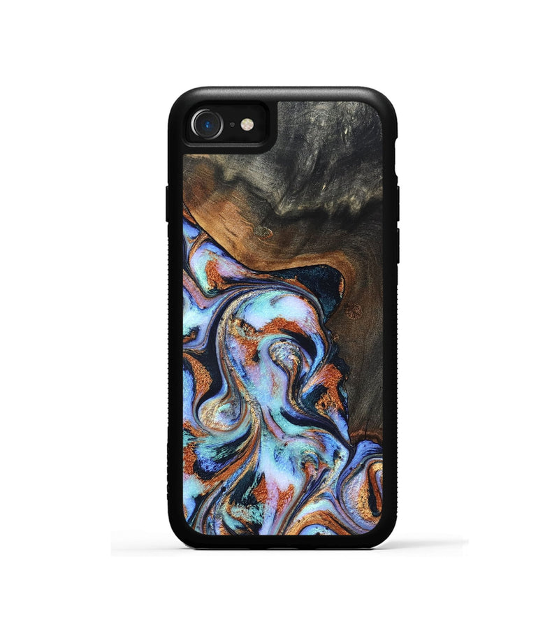 iPhone SE Wood Phone Case - Angel (Teal & Gold, 825002)