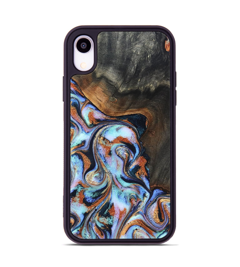 iPhone Xr Wood Phone Case - Angel (Teal & Gold, 825002)
