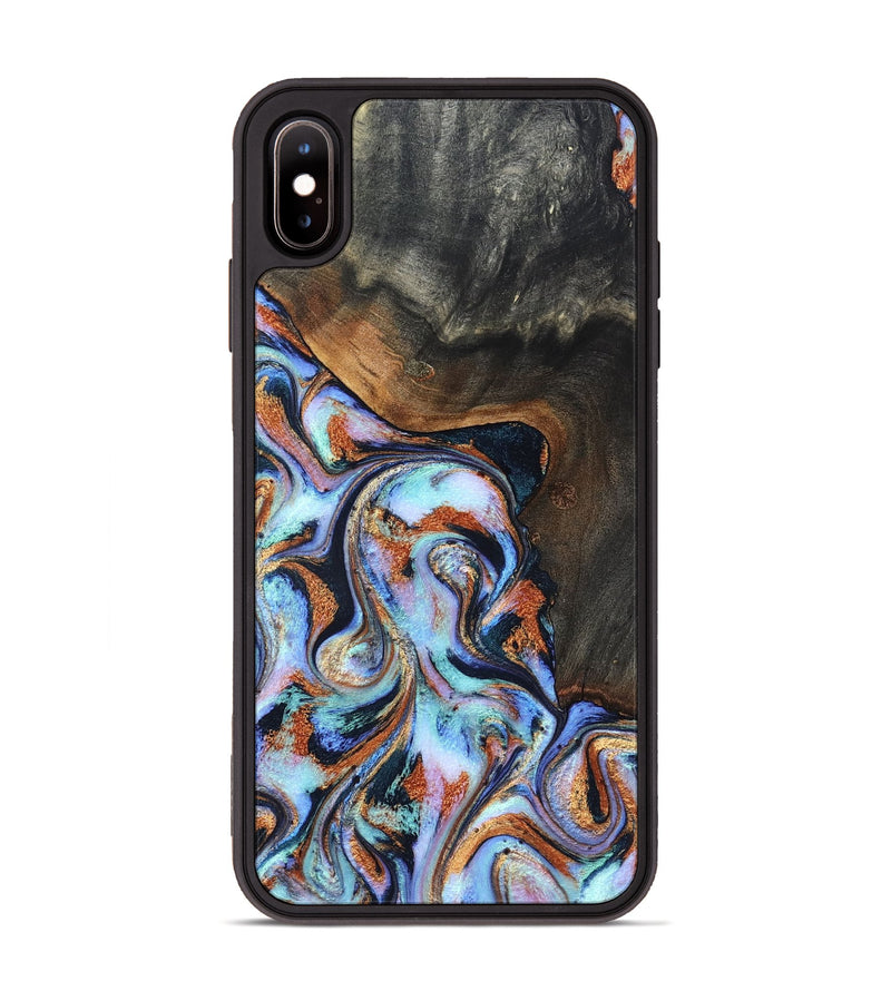 iPhone Xs Max Wood Phone Case - Angel (Teal & Gold, 825002)