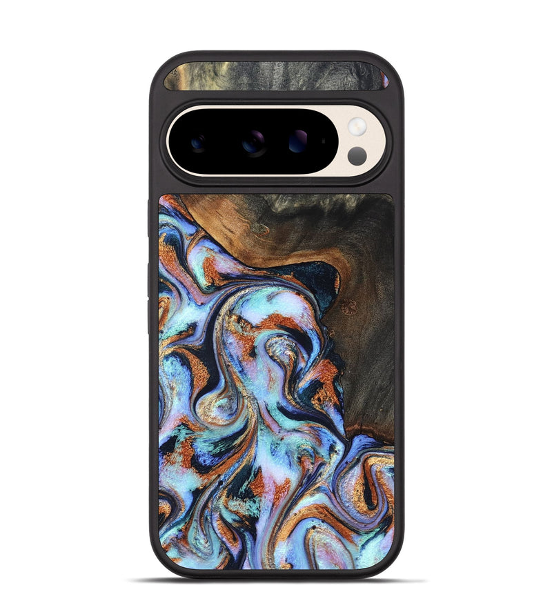 Pixel 10 Wood Phone Case - Angel (Teal & Gold, 825002)